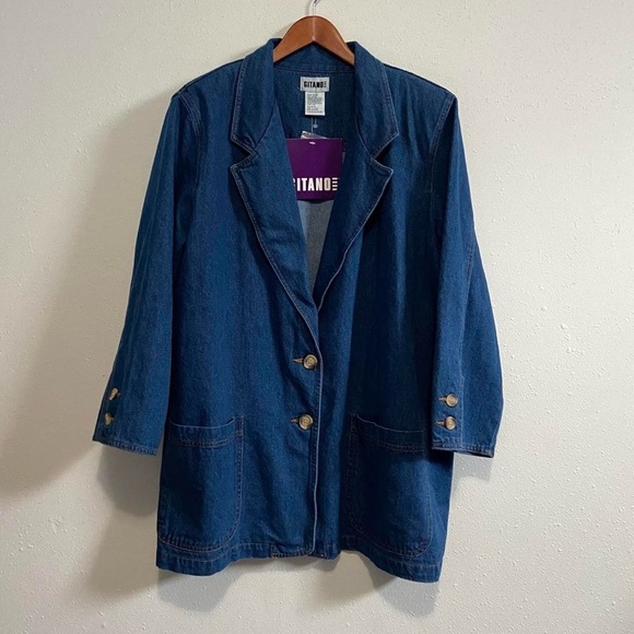 NWT Gitano Vintage 90s Blue Jean Jacket Blazer - Picture 2 of 7